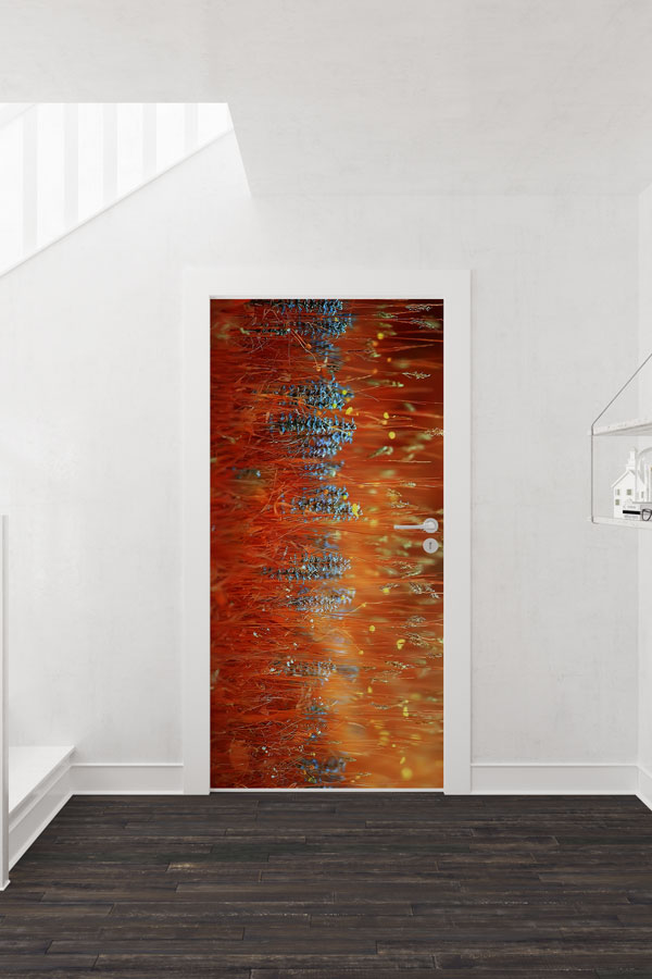 Kır Çiçekleri ve Gün Batımı Tonları Kapı Giydirme Tasarımı 9466