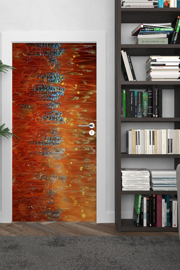 Kır Çiçekleri ve Gün Batımı Tonları Kapı Giydirme Tasarımı 9466