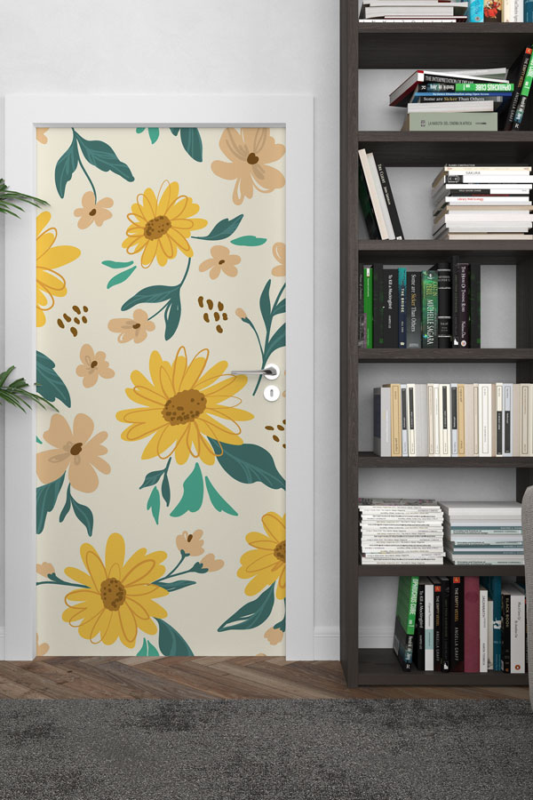 Çiçek Desenli Doğa Temalı Kapı Giydirme 9468