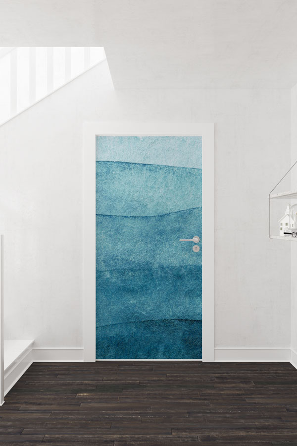 Katmanlı Mavi Su Dokusu Görünümlü Kapı Giydirme 9493