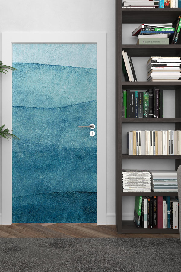 Katmanlı Mavi Su Dokusu Görünümlü Kapı Giydirme 9493