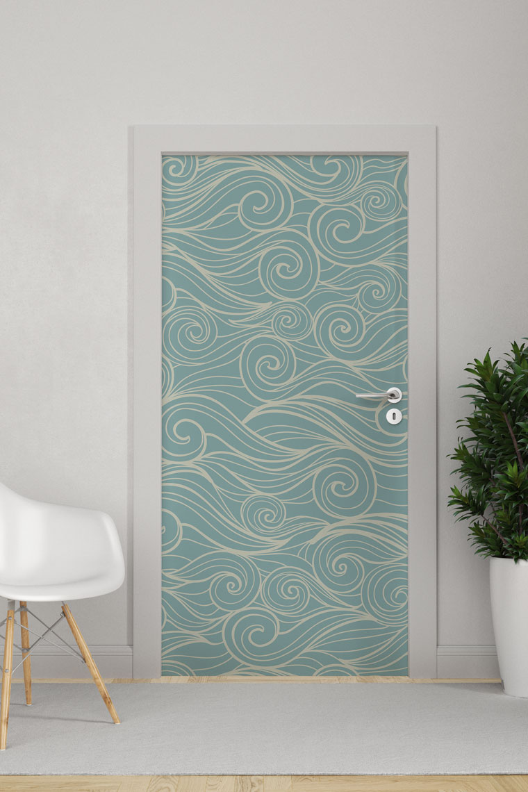 Stilize Dalga Çizgili Minimal Kapı Giydirme 9505