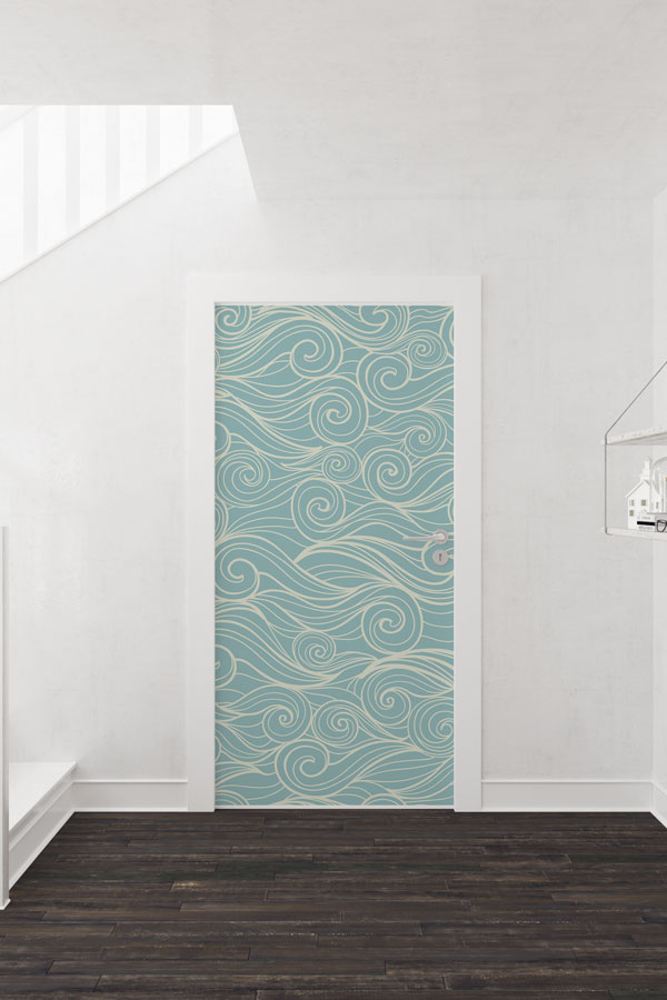 Stilize Dalga Çizgili Minimal Kapı Giydirme 9505