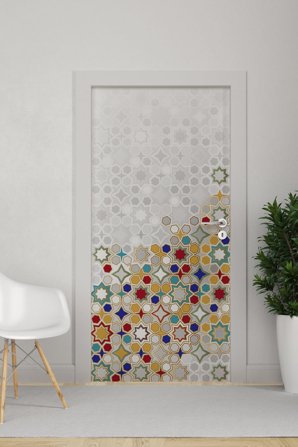 Modern Geometrik Desenli Kapı Giydirme 9509