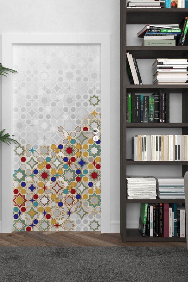 Modern Geometrik Desenli Kapı Giydirme 9509