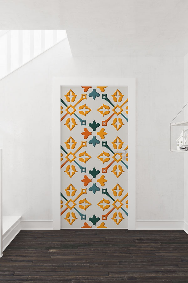 Çok Renkli Geometrik Kapı Giydirme 9511