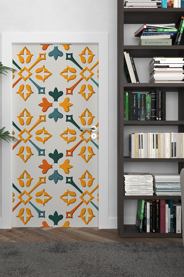 Çok Renkli Geometrik Kapı Giydirme 9511