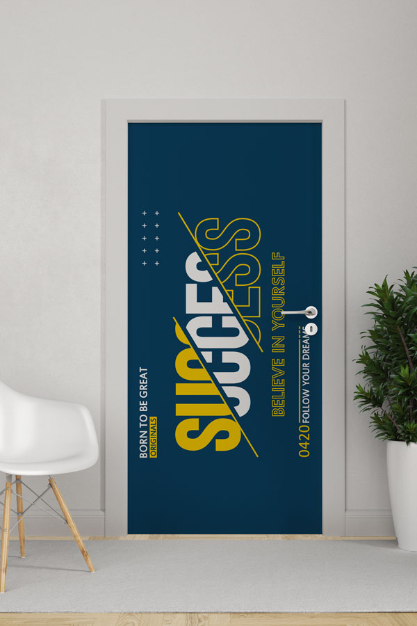 Believe in Yourself temalı bu kapı giydirme, özgüven ve içsel motivasyonu güçlendiren enerjik renk paletiyle çalışma ve öğrenme alanlarında pozitif bir atmosfer oluşturan dekoratif bir tasarımdır; modern çizgileri ve güçlü mesajı sayesinde okullar, ofisler ve kişisel gelişim odaklı ortamlar için ilham verici bir görsel bütünlük sağlar. 9890