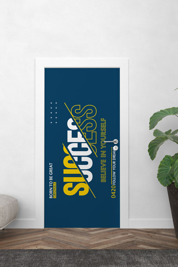 Believe in Yourself temalı bu kapı giydirme, özgüven ve içsel motivasyonu güçlendiren enerjik renk paletiyle çalışma ve öğrenme alanlarında pozitif bir atmosfer oluşturan dekoratif bir tasarımdır; modern çizgileri ve güçlü mesajı sayesinde okullar, ofisler ve kişisel gelişim odaklı ortamlar için ilham verici bir görsel bütünlük sağlar. 9890