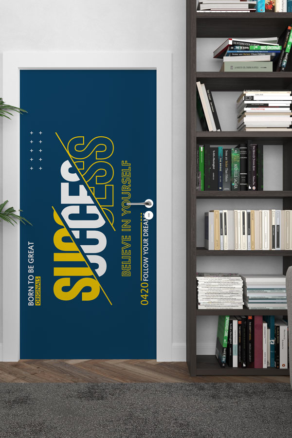 Believe in Yourself temalı bu kapı giydirme, özgüven ve içsel motivasyonu güçlendiren enerjik renk paletiyle çalışma ve öğrenme alanlarında pozitif bir atmosfer oluşturan dekoratif bir tasarımdır; modern çizgileri ve güçlü mesajı sayesinde okullar, ofisler ve kişisel gelişim odaklı ortamlar için ilham verici bir görsel bütünlük sağlar. 9890