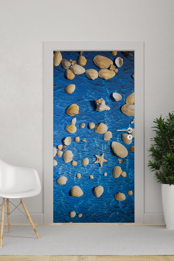 Deniz Kabukları ve Denizyıldızı Desenli Kapı Giydirme 9495