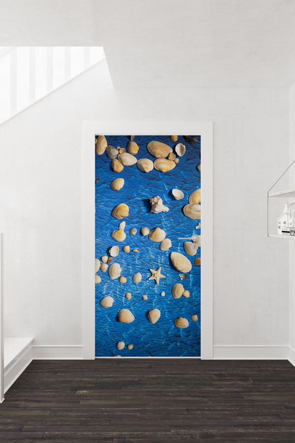 Deniz Kabukları ve Denizyıldızı Desenli Kapı Giydirme 9495