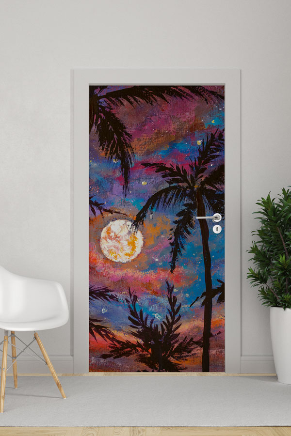 Ay Işığında Palmiye Kapı Tasarımı 9264