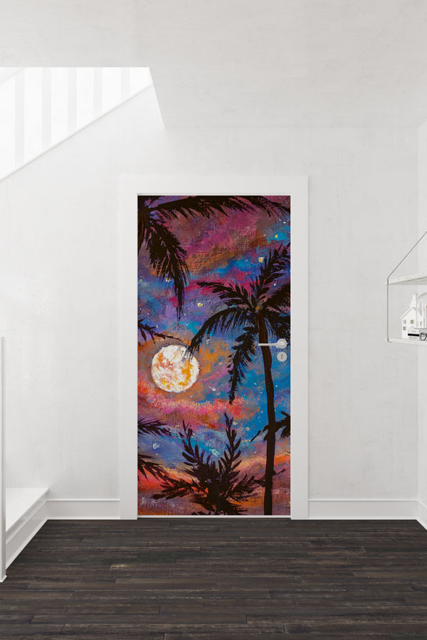 Ay Işığında Palmiye Kapı Tasarımı 9264