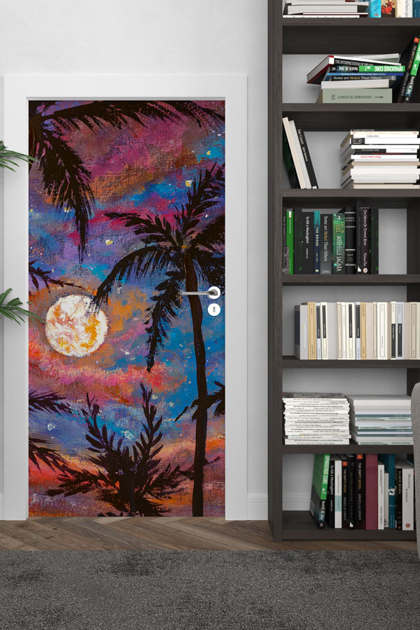 Ay Işığında Palmiye Kapı Tasarımı 9264