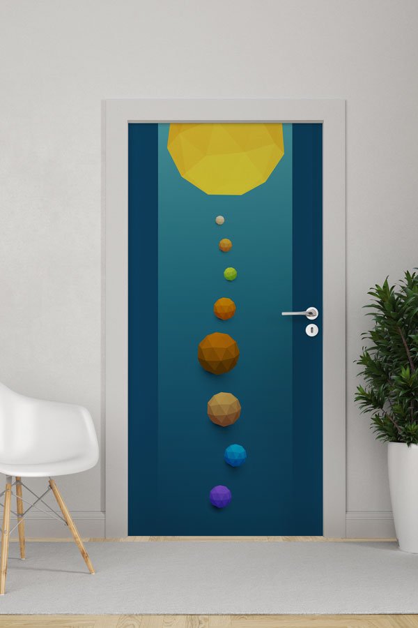 Güneş Sistemi Temalı Okul Kapısı Giydirme 9295