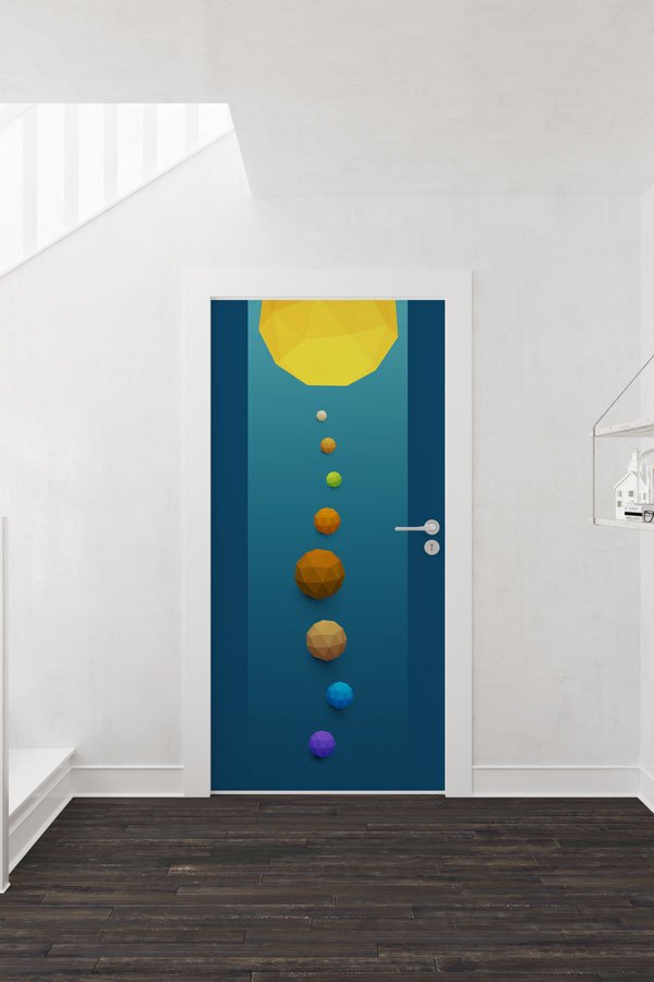 Güneş Sistemi Temalı Okul Kapısı Giydirme 9295