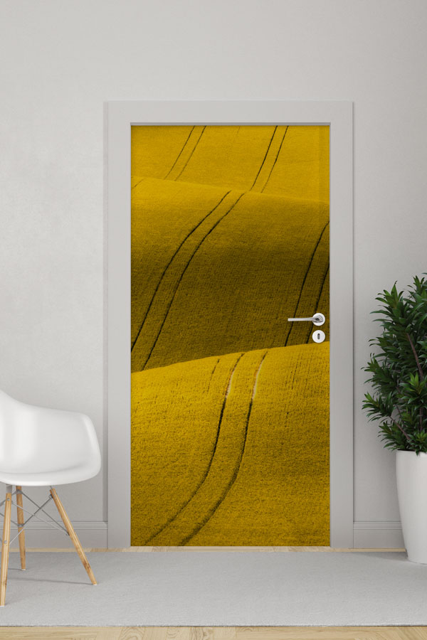 Sarı Buğday Tarlası Desenli Kapı Giydirme Tasarımı 9457