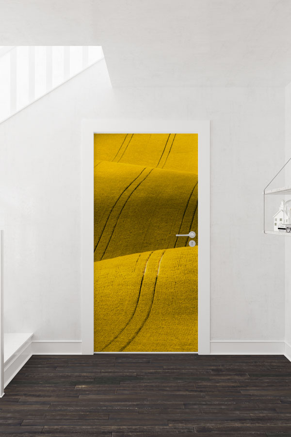 Sarı Buğday Tarlası Desenli Kapı Giydirme Tasarımı 9457