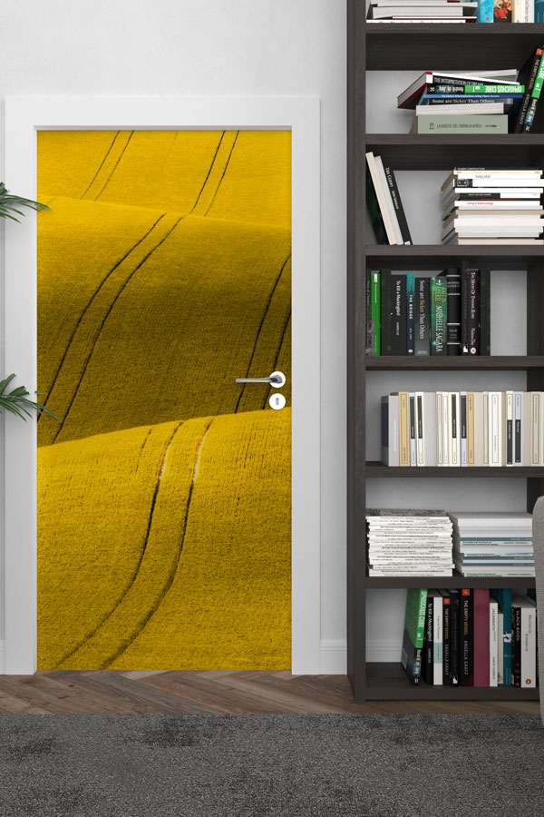 Sarı Buğday Tarlası Desenli Kapı Giydirme Tasarımı 9457