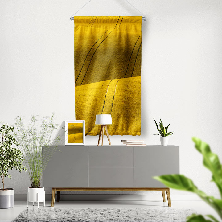 Sarı Buğday Tarlası Desenli Duvar Flaması 4764
