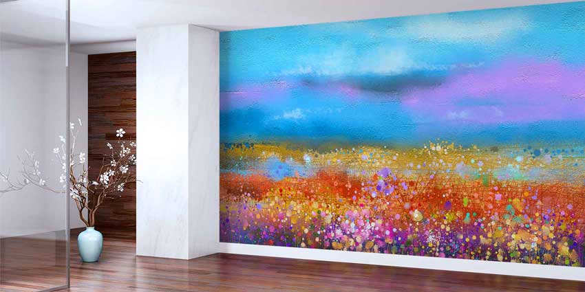 Renkli Soyut Manzara Duvar Kağıdı 4413