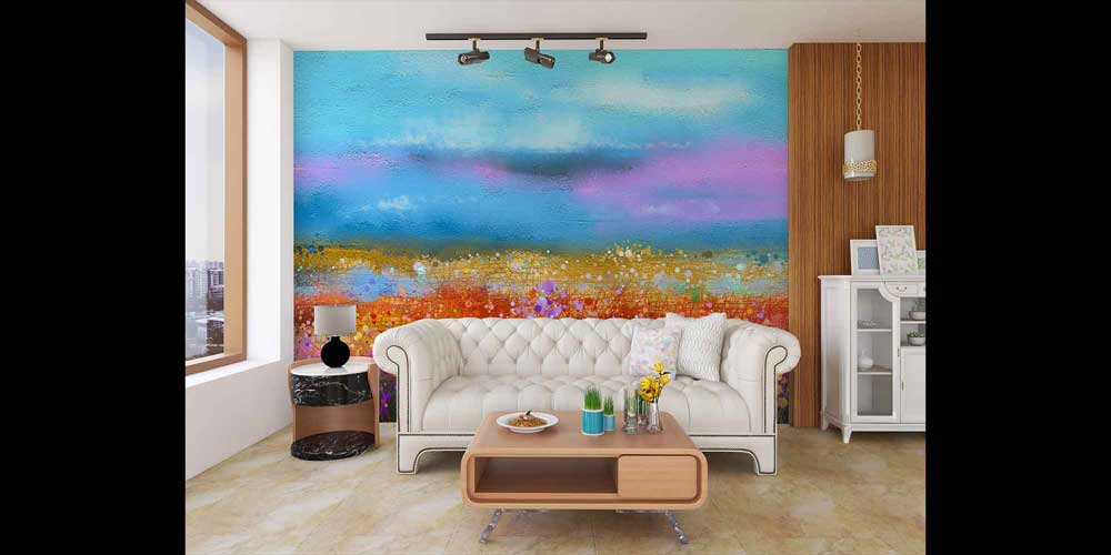 Renkli Soyut Manzara Duvar Kağıdı 4413