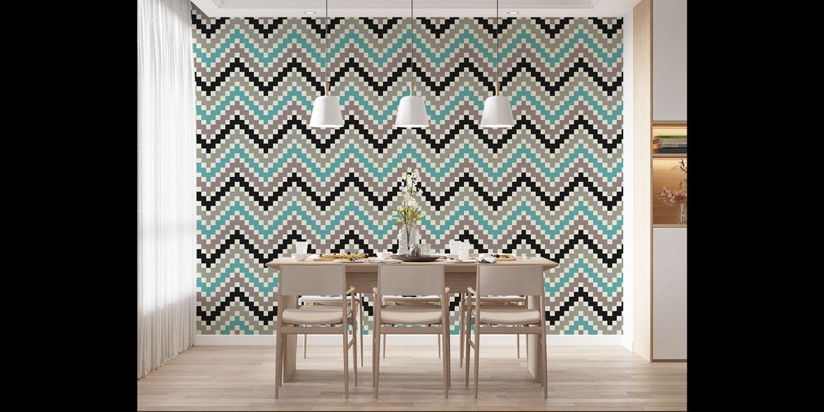 Zigzag Desenli Modern Geometrik Duvar Kağıdı 5184