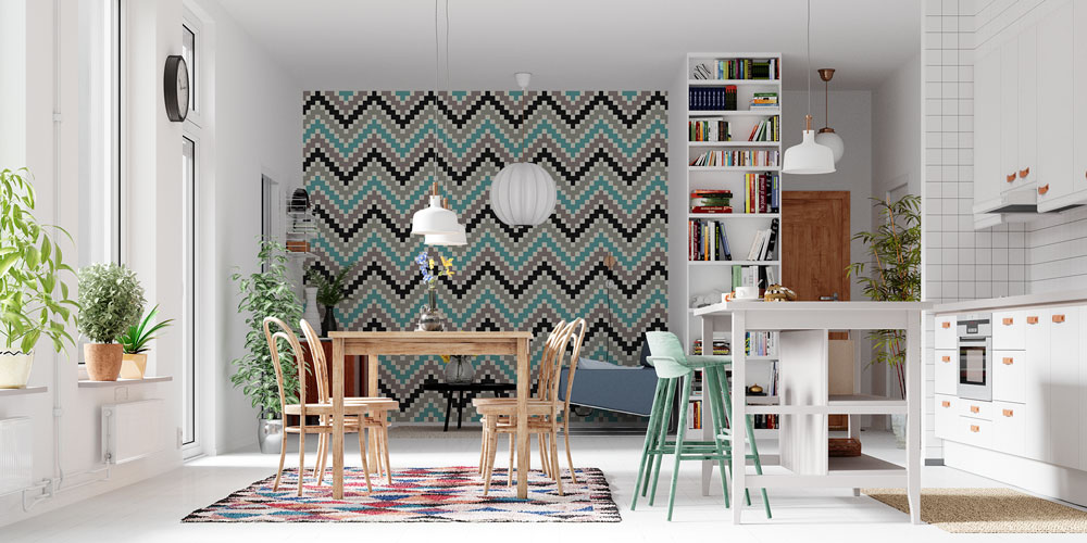 Zigzag Desenli Modern Geometrik Duvar Kağıdı 5184
