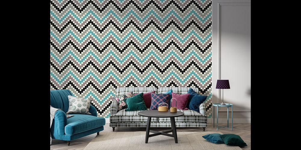Zigzag Desenli Modern Geometrik Duvar Kağıdı 5184