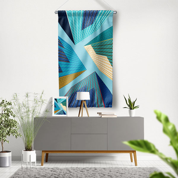 Modern Gökdelen Tasarımlı Duvar Flaması 5629