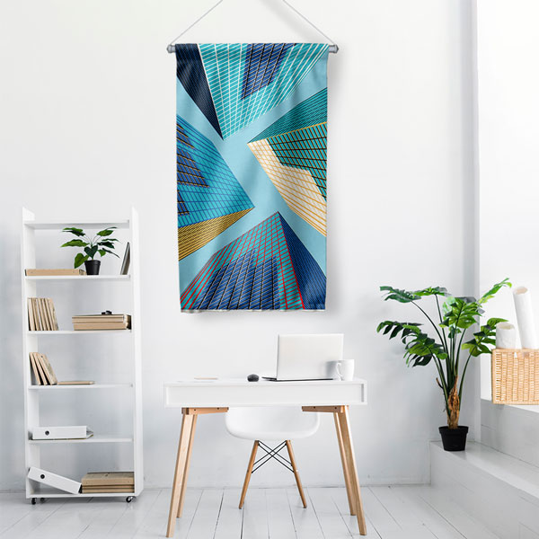 Modern Gökdelen Tasarımlı Duvar Flaması 5629