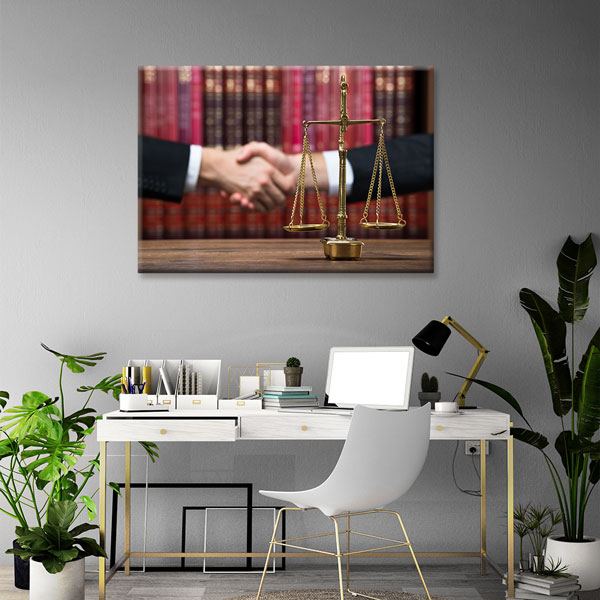Adalet Terazisi ve El Sıkışma Temalı Kanvas Tablo – 5263