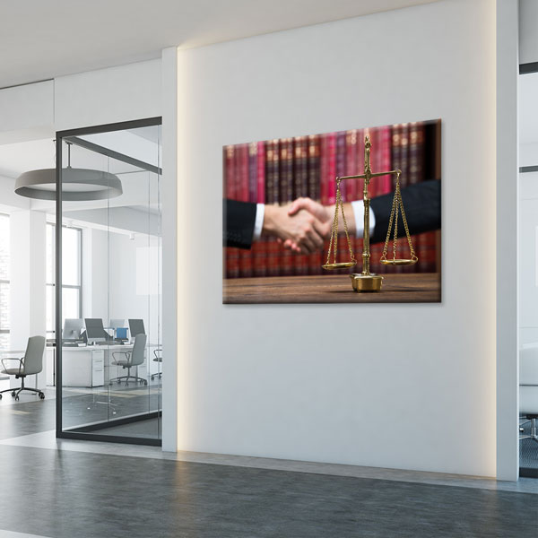 Adalet Terazisi ve El Sıkışma Temalı Kanvas Tablo – 5263
