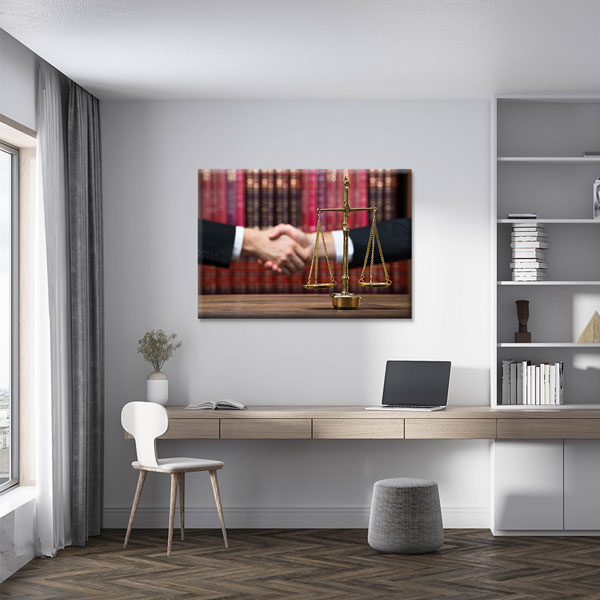 Adalet Terazisi ve El Sıkışma Temalı Kanvas Tablo – 5263