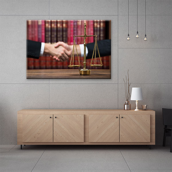 Adalet Terazisi ve El Sıkışma Temalı Kanvas Tablo – 5263