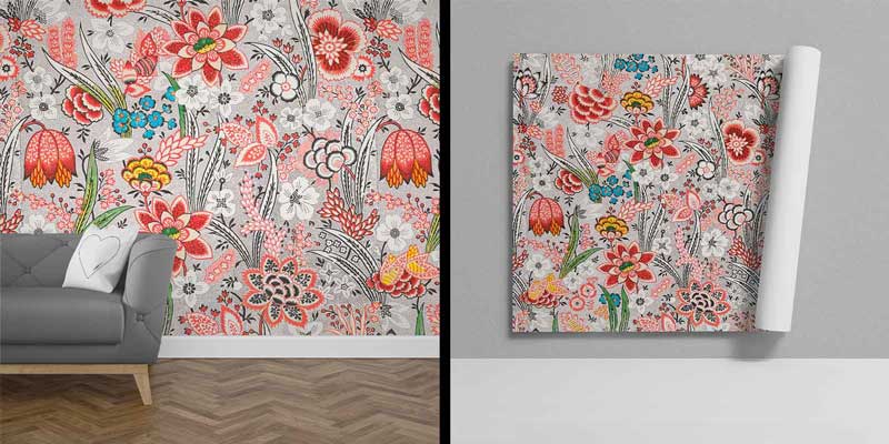 Zengin Floral Desenli Klasik Botanik Duvar Kağıdı 4267