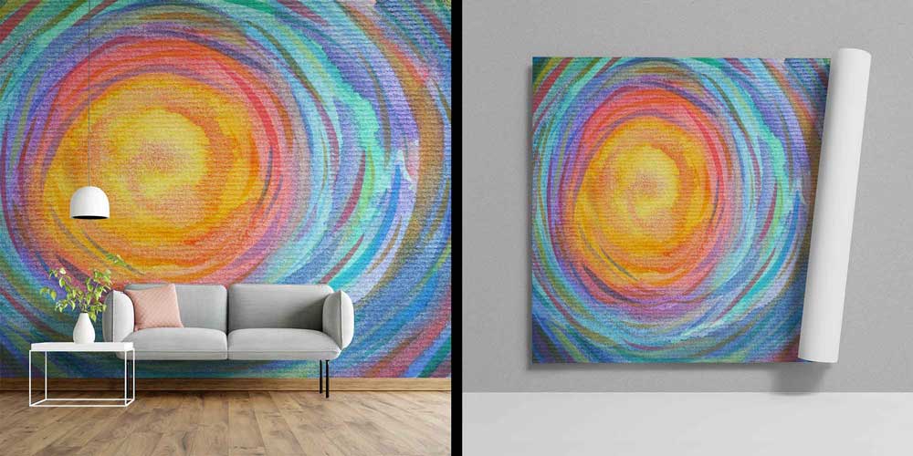 Renkli Soyut Güneş ve Enerji Halkaları Duvar Kağıdı 4344