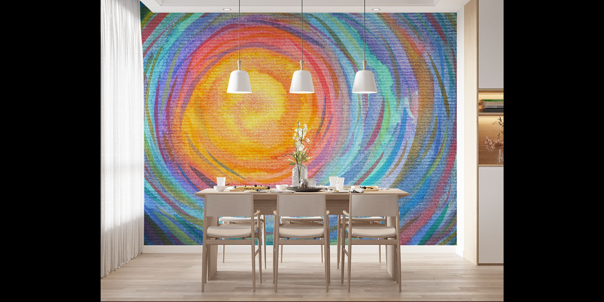 Renkli Soyut Güneş ve Enerji Halkaları Duvar Kağıdı 4344