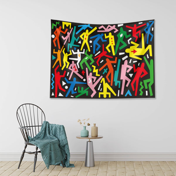 Renkli Dans Figürleri Temalı Pop Art Duvar Örtüsü 5081