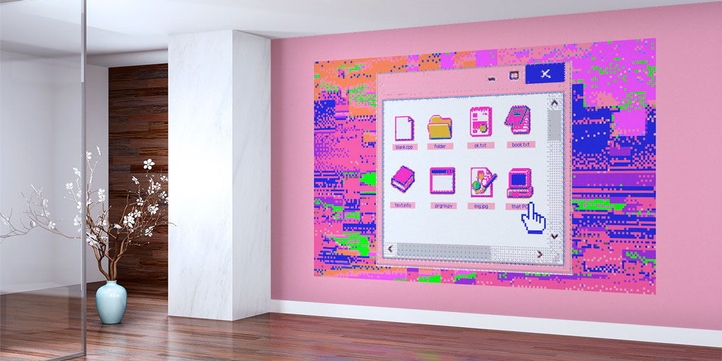 Retro Pixel Arayüz Temalı Teknoloji Duvar Kağıdı 5396