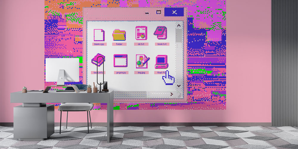 Retro Pixel Arayüz Temalı Teknoloji Duvar Kağıdı 5396