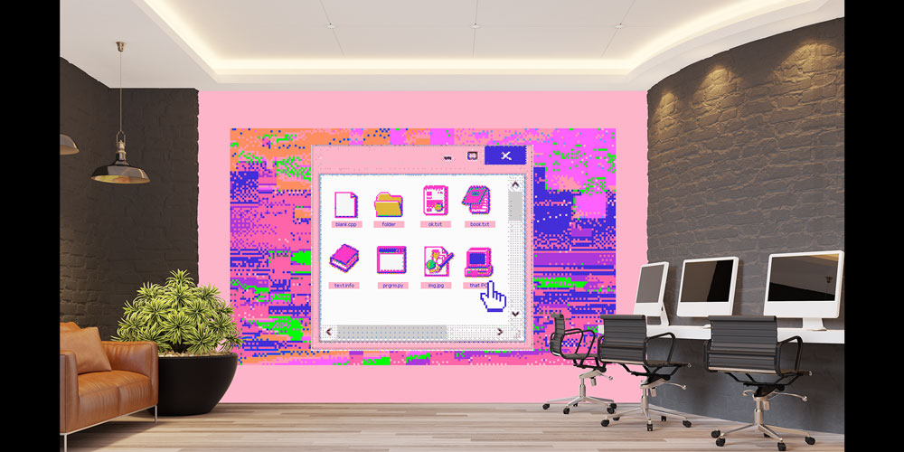 Retro Pixel Arayüz Temalı Teknoloji Duvar Kağıdı 5396