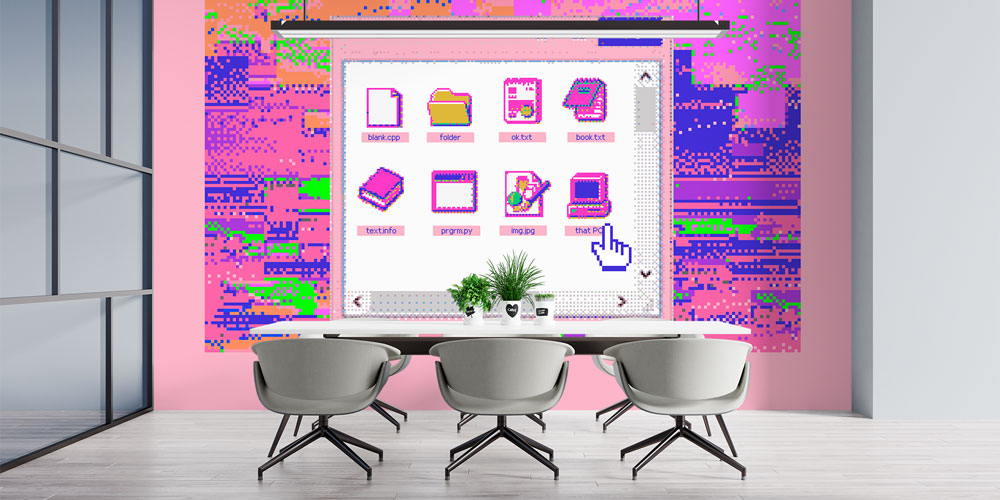 Retro Pixel Arayüz Temalı Teknoloji Duvar Kağıdı 5396