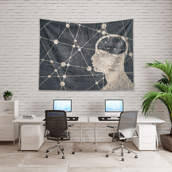 Beyin Silüeti Desenli Endüstriyel Duvar Örtüsü 5487