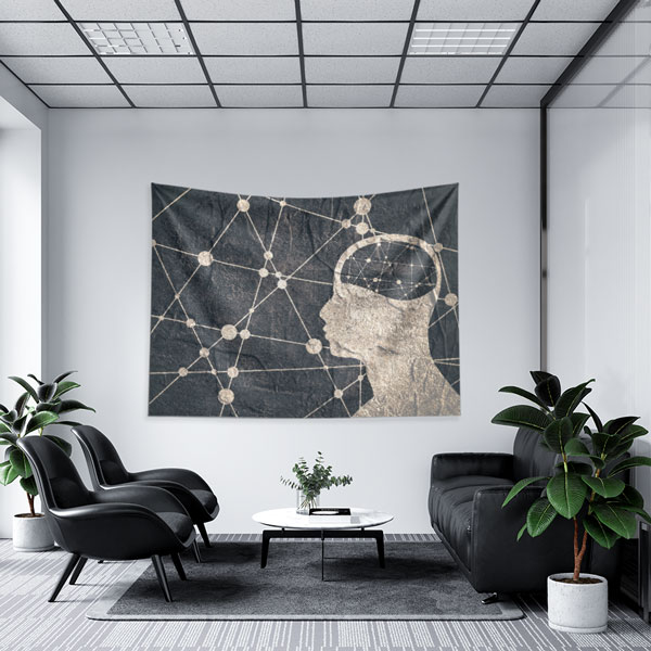 Beyin Silüeti Desenli Endüstriyel Duvar Örtüsü 5487