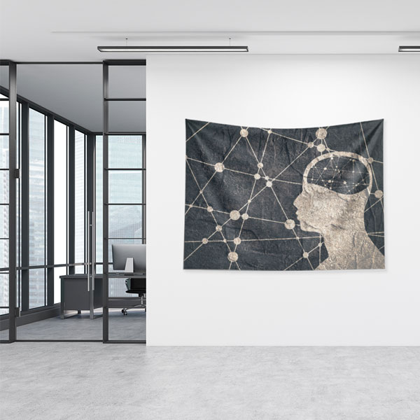 Beyin Silüeti Desenli Endüstriyel Duvar Örtüsü 5487