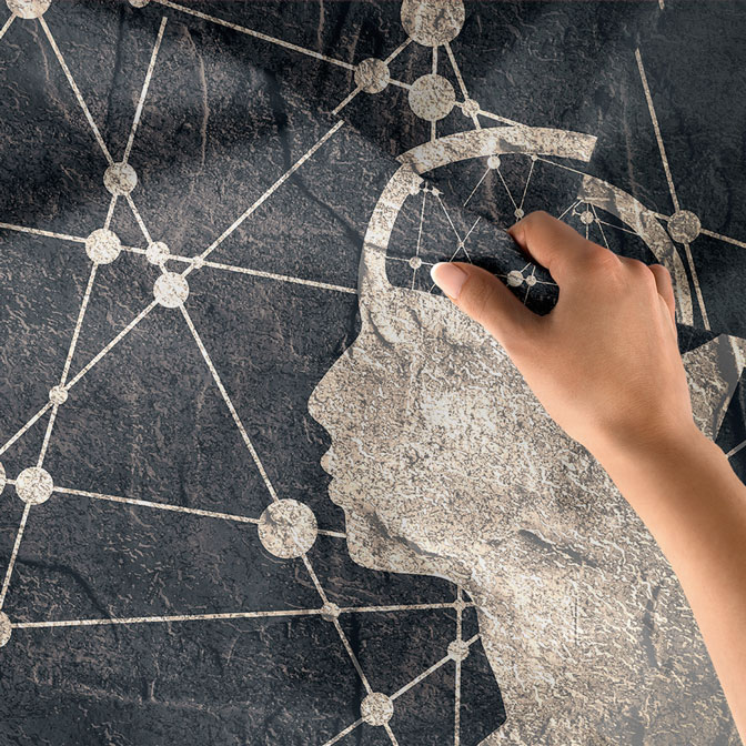 Beyin Silüeti Desenli Endüstriyel Duvar Örtüsü 5487