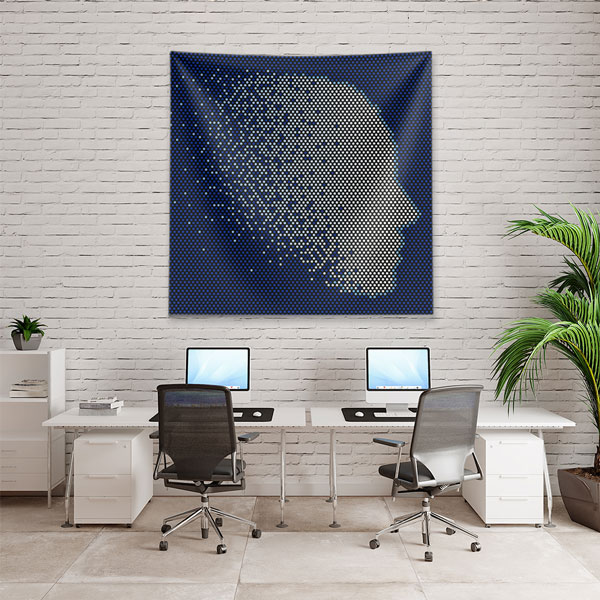 Dijital Nokta Desenli İnsan Silüeti Tasarımlı Duvar Örtüsü 5492