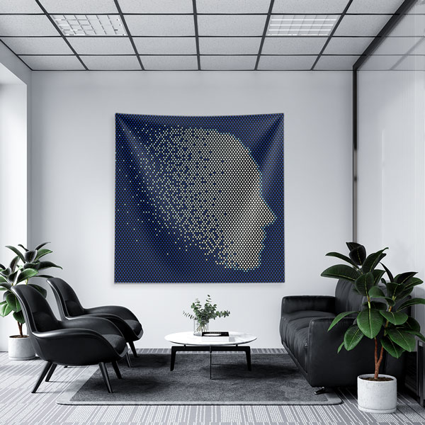 Dijital Nokta Desenli İnsan Silüeti Tasarımlı Duvar Örtüsü 5492